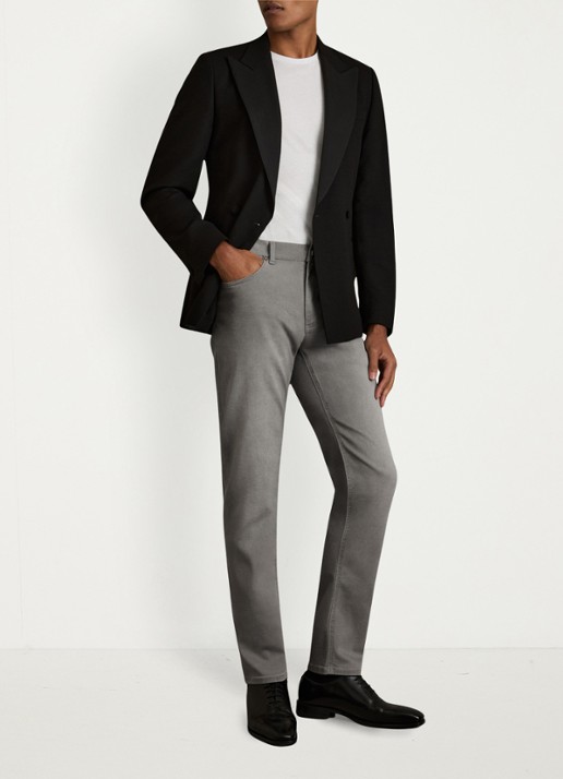 Reiss Picton slim fit jeans met gekleurde wassing - voorkant 4 lichtgrijs