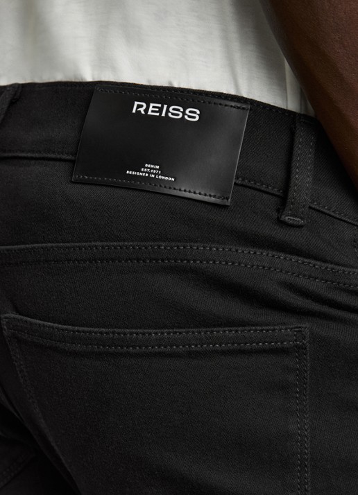 Reiss Picton slim fit jeans met steekzakken - detail 3 zwart