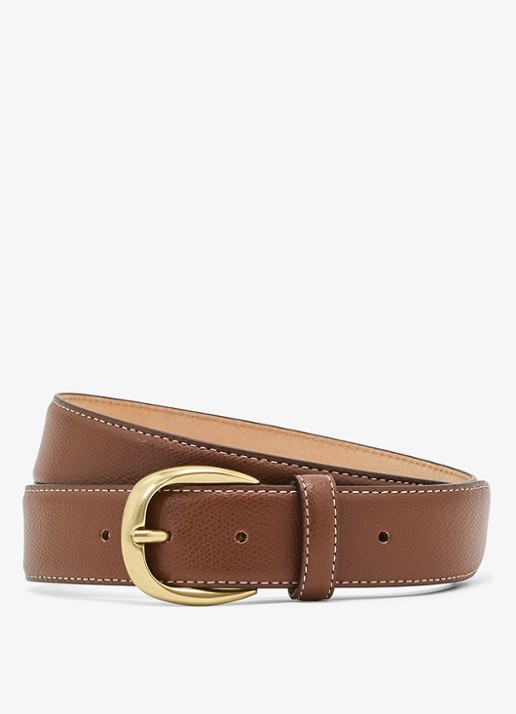 Reiss Pierce riem van leer met structuur  - voorkant 5 zand