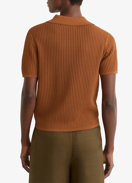 Reiss Pippa regular fit polo met opengewerkt dessin - achterkant 6 orange
