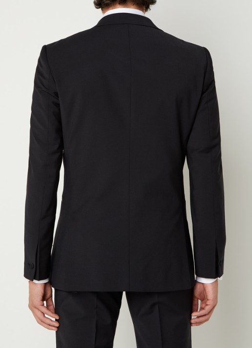 Reiss Poker slim fit blazer in wolblend met paspelzakken - achterkant zwart