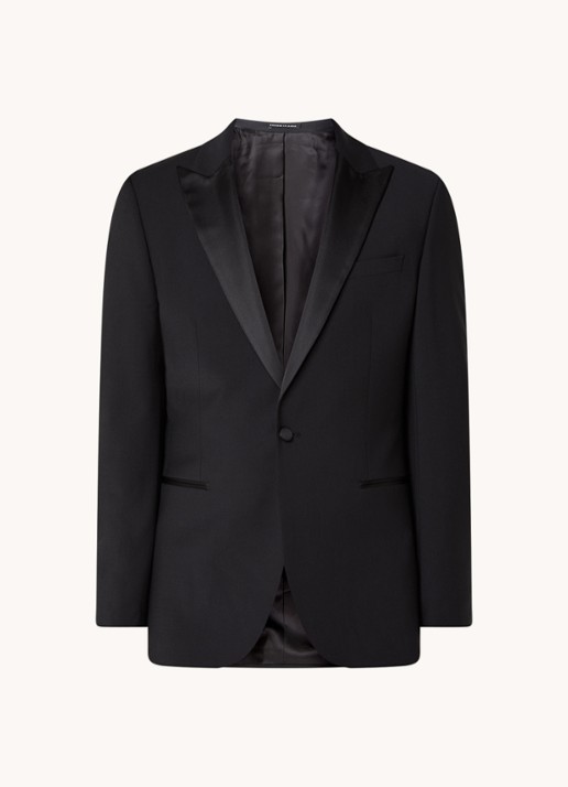 Reiss Poker slim fit blazer in wolblend met paspelzakken - voorkant 2 zwart