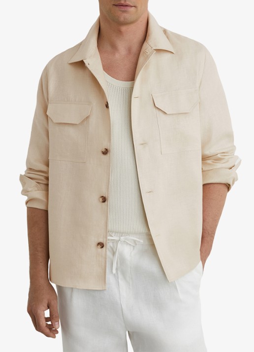 Reiss Polasio overshirt van linnen met borstzakken