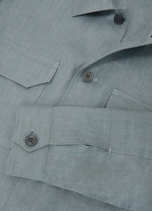 Reiss Polasio overshirt van linnen met borstzakken - detail 6 groen