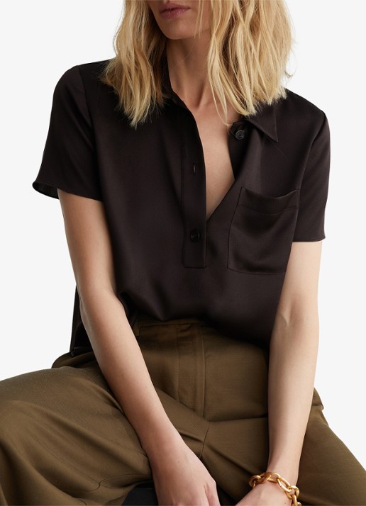 Reiss Polly tuniek van zijde - detail 3 bruin