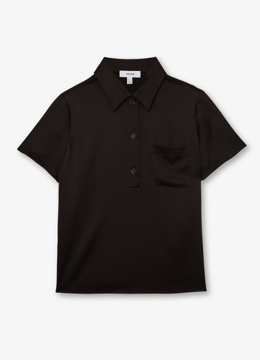 Reiss Polly tuniek van zijde - voorkant 5 bruin