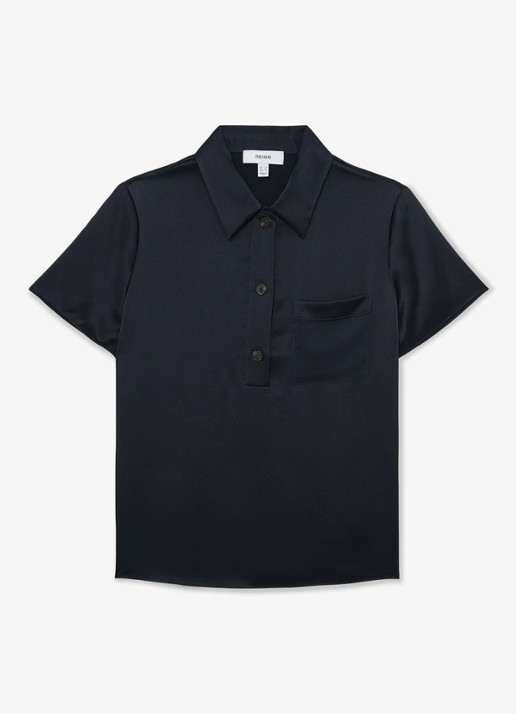 Reiss Polly tuniek van zijde - voorkant 5 donkerblauw