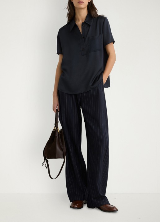 Reiss Polly tuniek van zijde - voorkant 6 donkerblauw