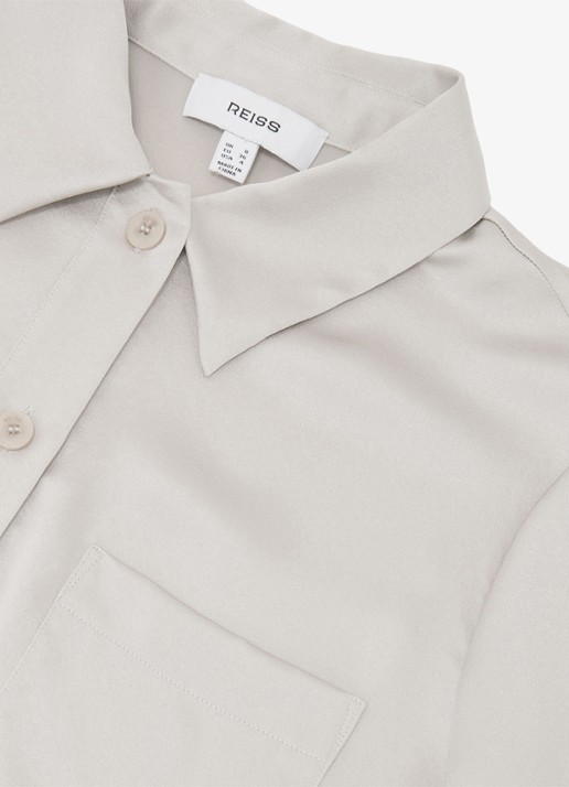 Reiss Polly tuniek van zijde - detail 2 lichtgrijs