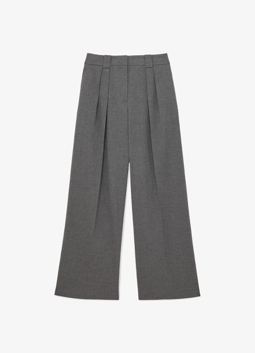 Reiss Poppie high waist wide fit pantalon met steekzakken - voorkant grijs