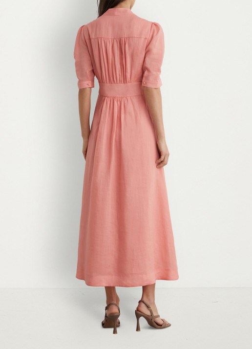Reiss Poppy midi jurk met V-hals - achterkant 7 oudroze