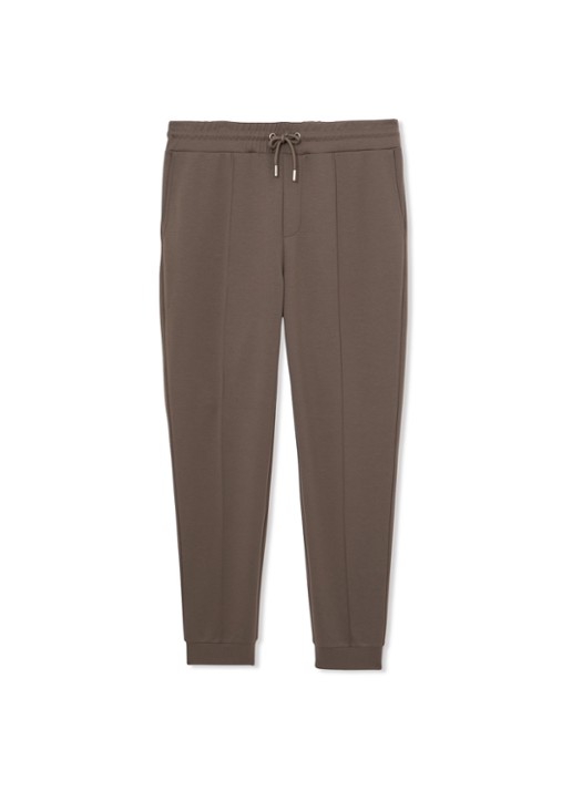 Reiss Premier Premium tapered fit joggingsbroek met steekzakken - voorkant lichtbruin