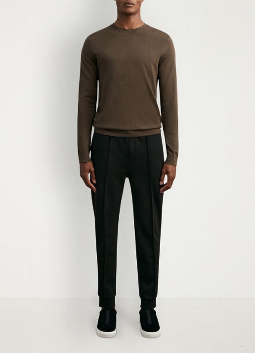 Reiss Premier tapered fit joggingbroek met trekkoord - voorkant 3 black / zwart