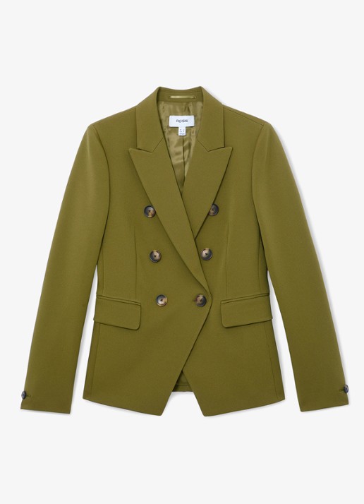 Reiss Priya double-breasted blazer met klepzakken - voorkant 6 groen