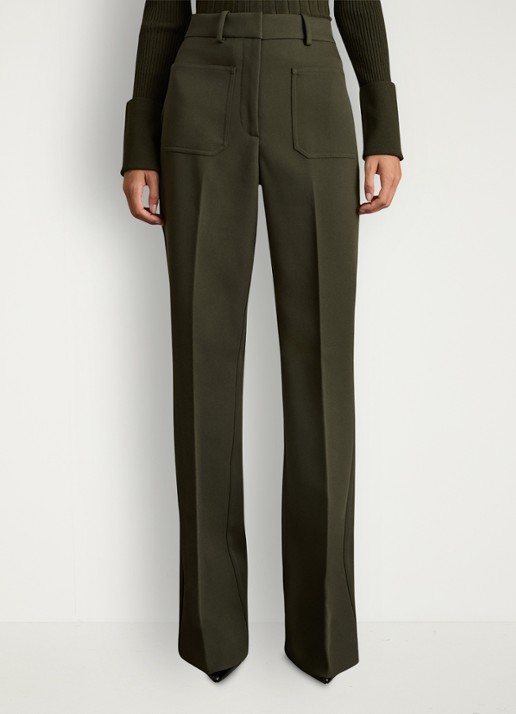 Reiss Priya high waist flared pantalon met steekzakken - detail 3 legergroen