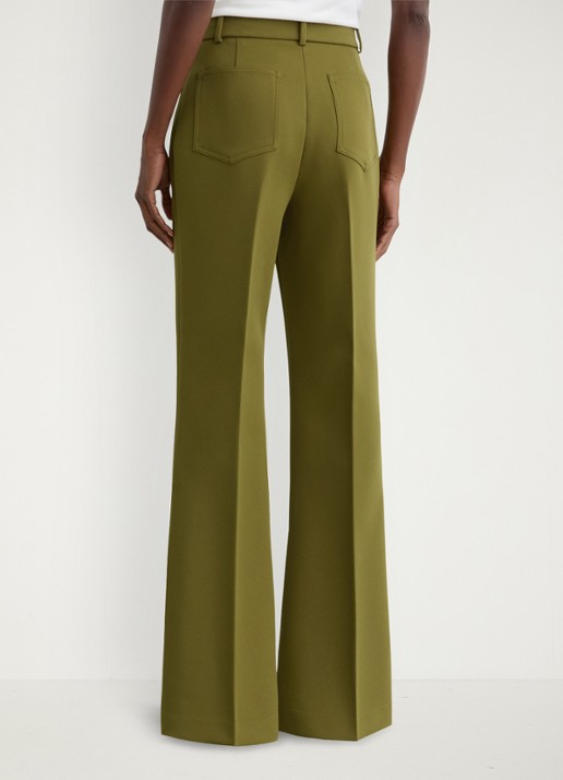 Reiss Priya high waist flared pantalon met steekzakken - achterkant groen