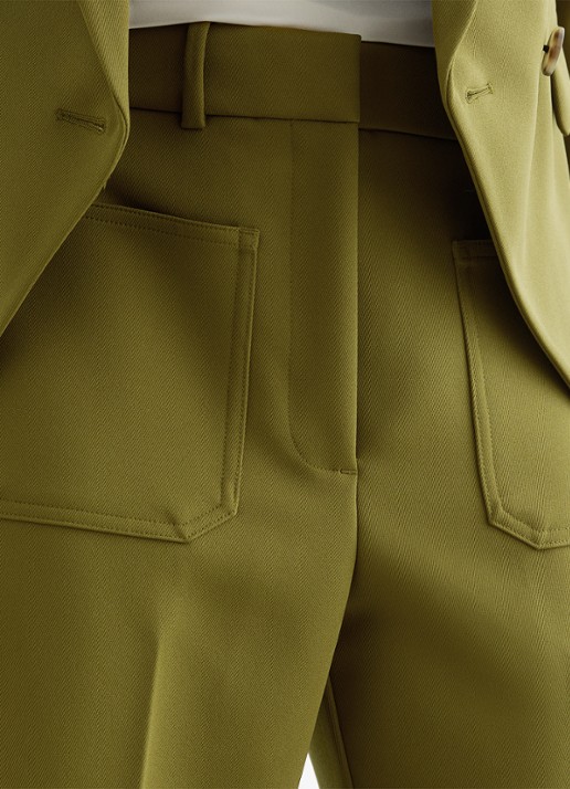 Reiss Priya high waist flared pantalon met steekzakken - detail 3 groen