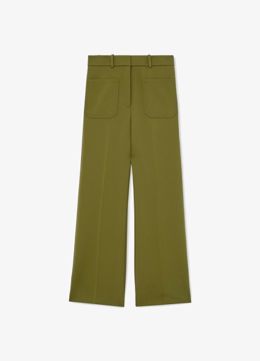 Reiss Priya high waist flared pantalon met steekzakken - voorkant 5 groen