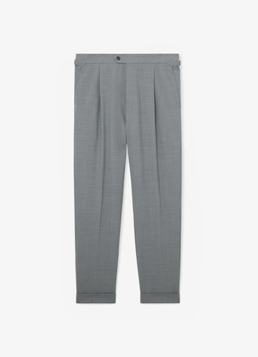 Reiss Promise Adjuster pantalon in wolblend met steekzakken - voorkant lichtgrijs