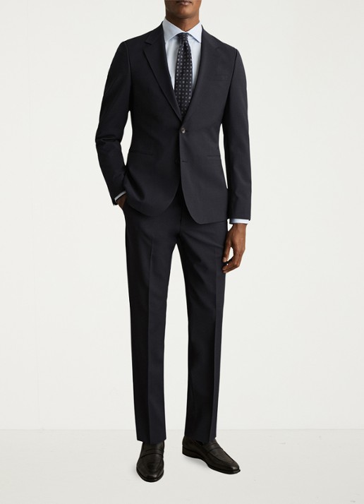 Reiss Promise slim fit colbert in wolblend - voorkant 4 donkerblauw