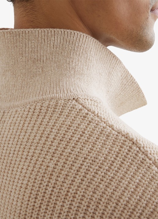 Reiss Prop ribgebreide trui met halve rits  - detail 4 beige
