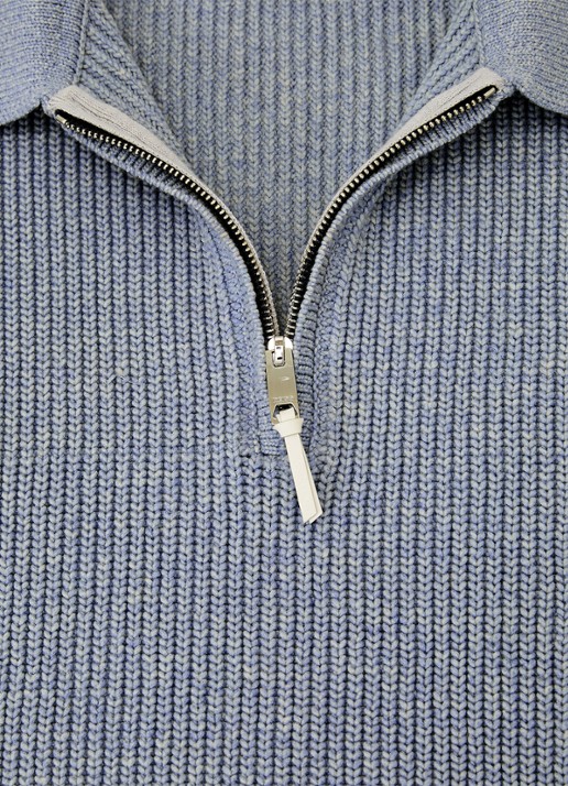 Reiss Prop ribgebreide trui met halve rits  - detail 4 lichtblauw