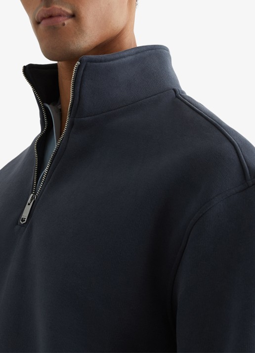 Reiss Quinn sweater met halve rits - detail 3 donkerblauw