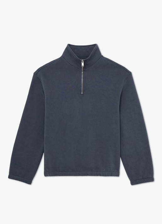 Reiss Quinn sweater met halve rits - voorkant 5 donkerblauw