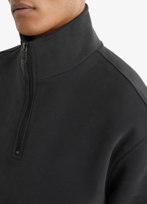 Reiss Quinn sweater met halve rits - detail 5 zwart