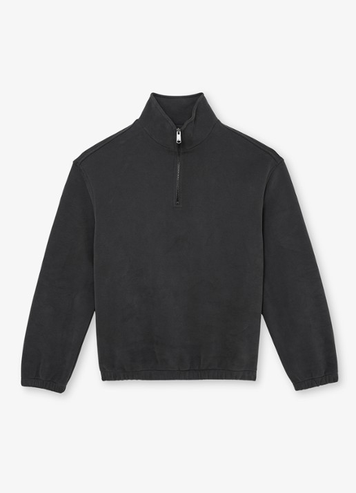 Reiss Quinn sweater met halve rits - voorkant 2 zwart