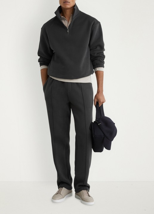Reiss Quinn sweater met halve rits - voorkant 3 zwart