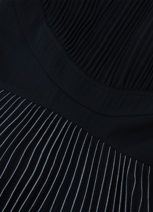 Reiss Rachel midi jurk met plooien  - detail 3 donkerblauw