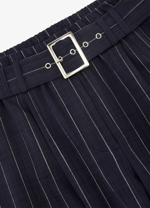 Reiss Rae high waist wide fit pantalon met krijtstreep - detail 4 donkerblauw