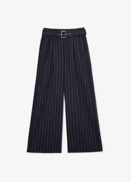 Reiss Rae high waist wide fit pantalon met krijtstreep - voorkant 5 donkerblauw