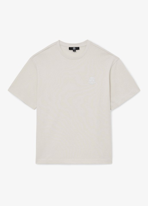 Reiss Rainer T-shirt met borduring - voorkant 5 white / wit