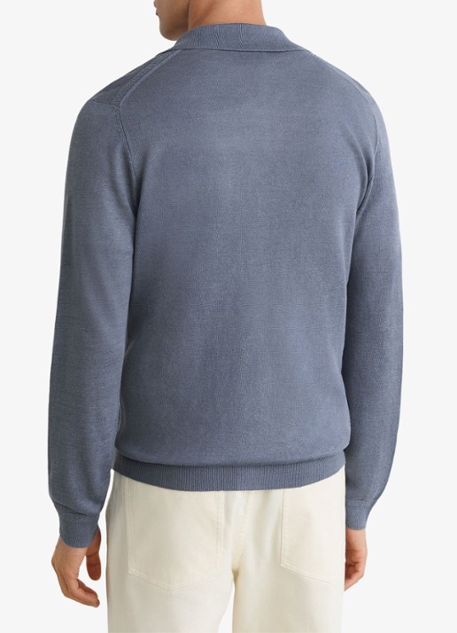Reiss Rainham fijngebreid vest met borstzak - achterkant 4 airforce blue / blauw