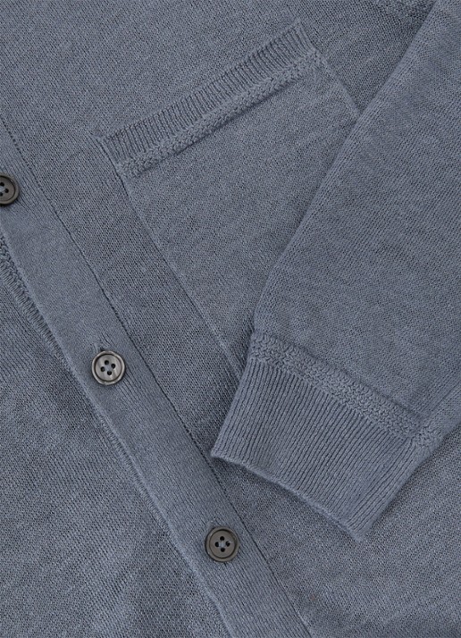 Reiss Rainham fijngebreid vest met borstzak - detail 3 airforce blue / blauw