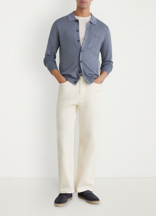 Reiss Rainham fijngebreid vest met borstzak - voorkant 6 airforce blue / blauw