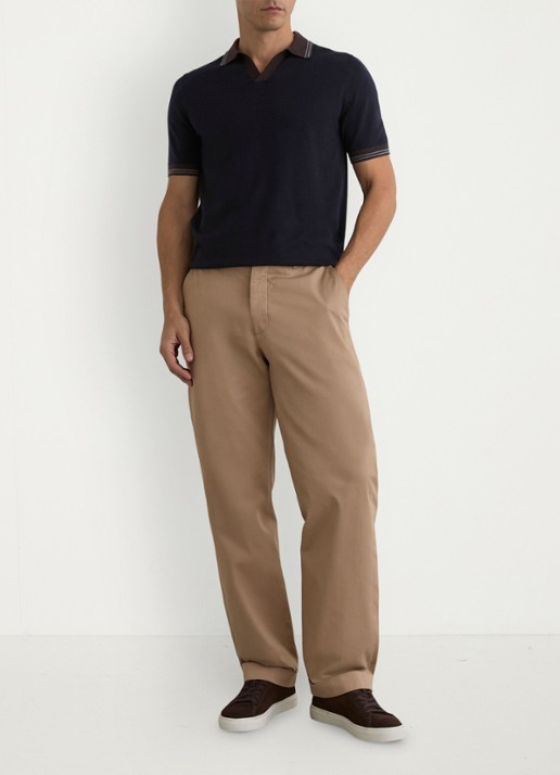 Reiss Redmire regular fit polo van merino wol - voorkant 2 donkerblauw