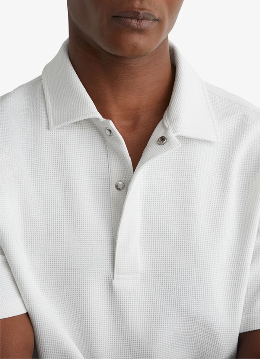 Reiss Reed regular fit polo met wafelstructuur - detail 3 white / wit