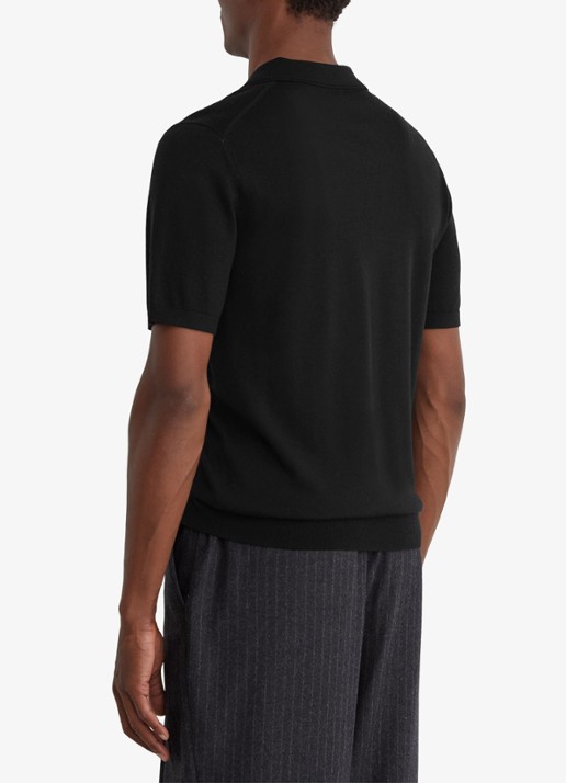 Reiss Regular fit fijngebreide polo van wol - achterkant 4 black / zwart