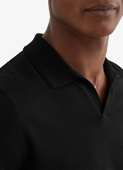 Reiss Regular fit fijngebreide polo van wol - detail 2 black / zwart