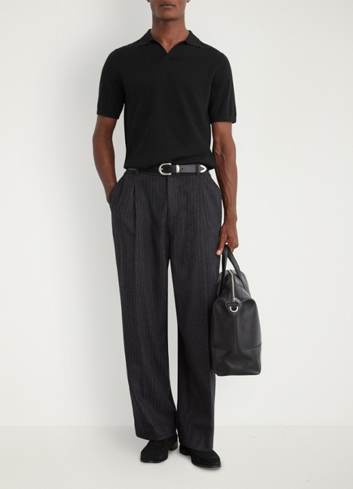 Reiss Regular fit fijngebreide polo van wol - voorkant 6 black / zwart
