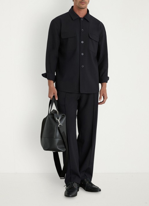 Reiss Regular fit overshirt met borstzak - voorkant 2 navy / blauw