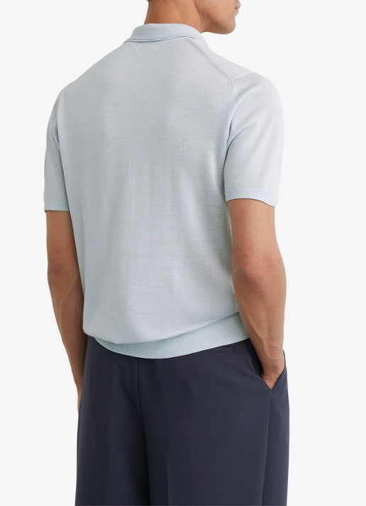 Reiss Regular fit polo met gemêleerd dessin - achterkant 3 aquatic blue / lichtblauw