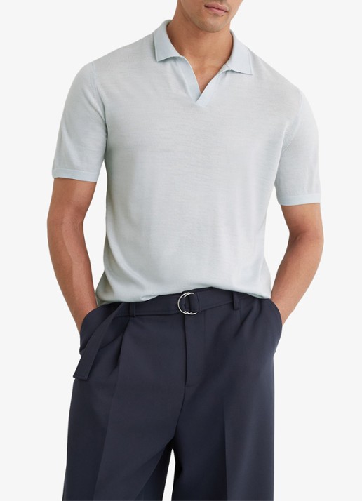 Reiss Regular fit polo met gemêleerd dessin - detail 4 aquatic blue / lichtblauw