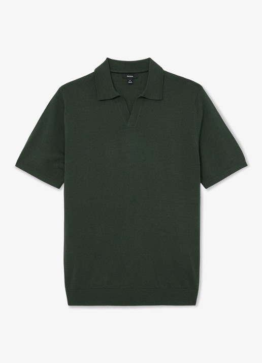 Reiss Regular fit polo met gemêleerd dessin - voorkant 2 dark green / groen