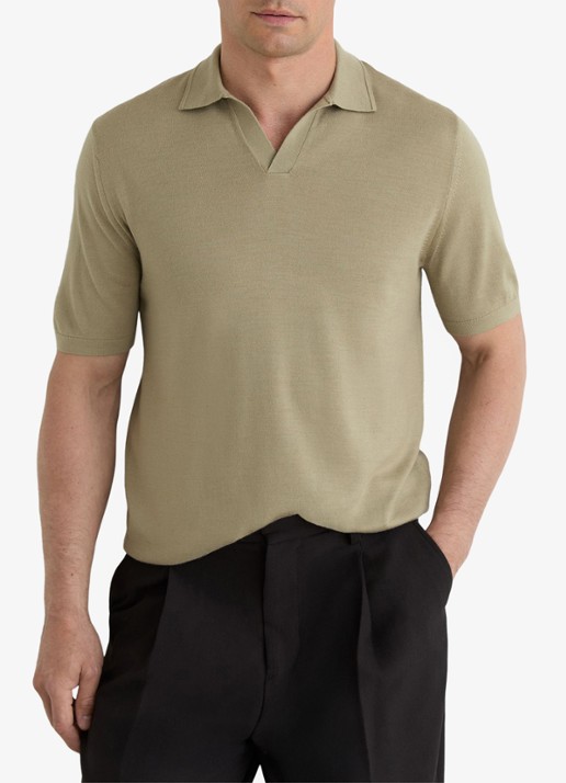 Reiss Regular fit polo met gemêleerd dessin - detail 3 soft olive green / groen