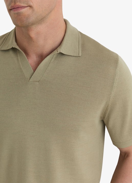 Reiss Regular fit polo met gemêleerd dessin - detail 5 soft olive green / groen