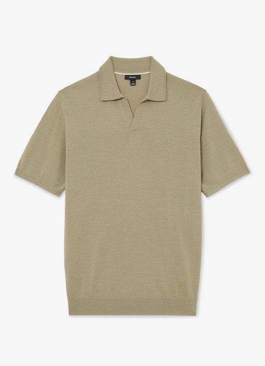 Reiss Regular fit polo met gemêleerd dessin - voorkant 2 soft olive green / groen
